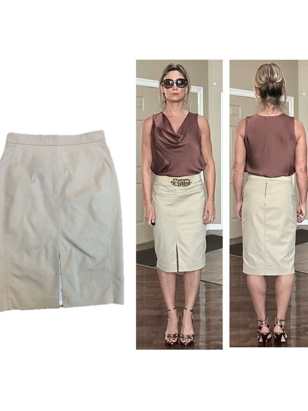 Judith & Charles beige tan pencil Skirt Sz 6 NWOT